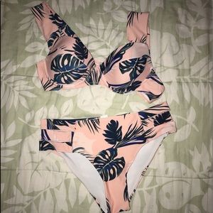 ROMWE Floral Mid-Rise Bikini Set